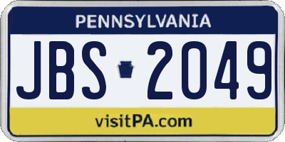 PA license plate JBS2049