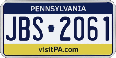 PA license plate JBS2061