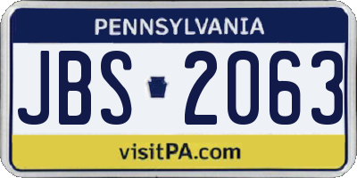 PA license plate JBS2063