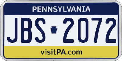 PA license plate JBS2072