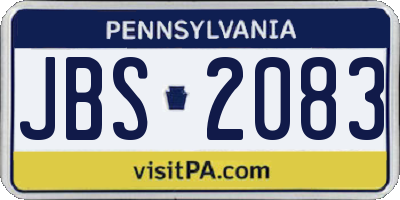 PA license plate JBS2083