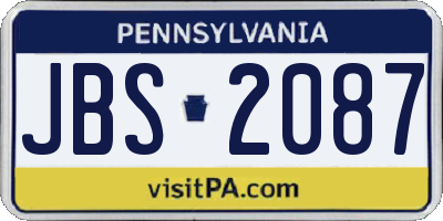 PA license plate JBS2087