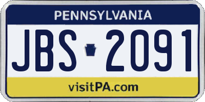 PA license plate JBS2091