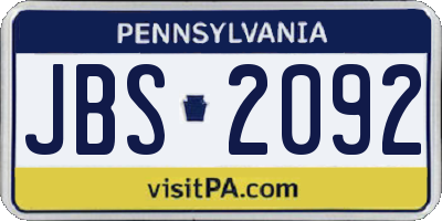PA license plate JBS2092