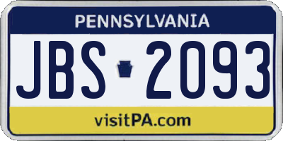PA license plate JBS2093