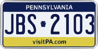 PA license plate JBS2103