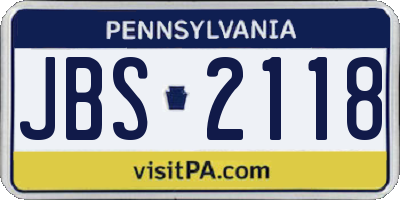 PA license plate JBS2118