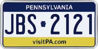 PA license plate JBS2121