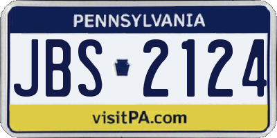 PA license plate JBS2124