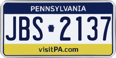 PA license plate JBS2137
