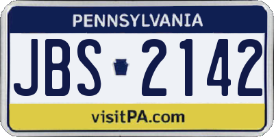 PA license plate JBS2142