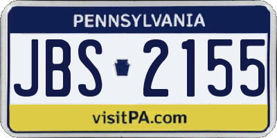 PA license plate JBS2155