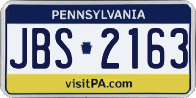PA license plate JBS2163