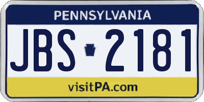 PA license plate JBS2181