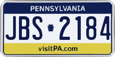 PA license plate JBS2184