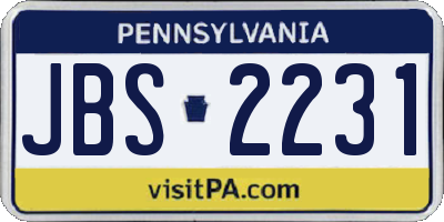 PA license plate JBS2231