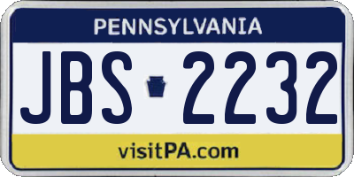 PA license plate JBS2232