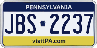 PA license plate JBS2237
