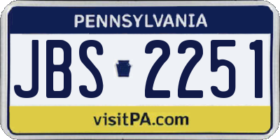 PA license plate JBS2251