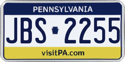 PA license plate JBS2255