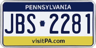 PA license plate JBS2281