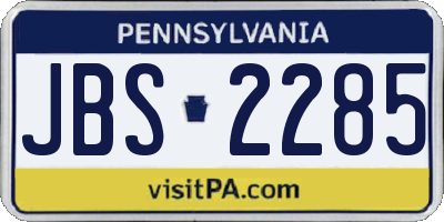PA license plate JBS2285