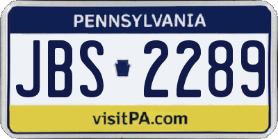 PA license plate JBS2289