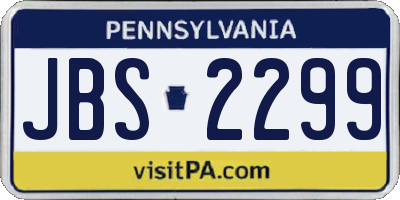 PA license plate JBS2299