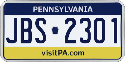 PA license plate JBS2301