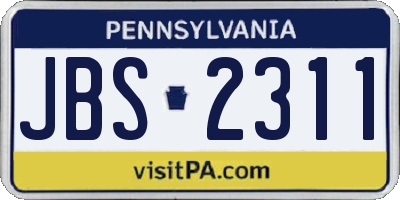 PA license plate JBS2311