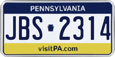 PA license plate JBS2314