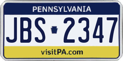 PA license plate JBS2347