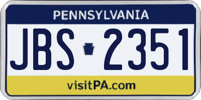 PA license plate JBS2351