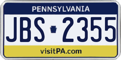 PA license plate JBS2355