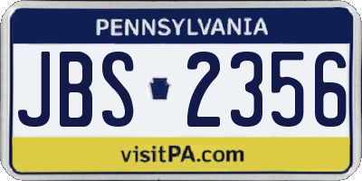 PA license plate JBS2356