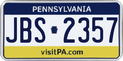 PA license plate JBS2357