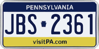PA license plate JBS2361