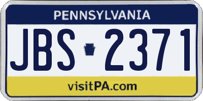 PA license plate JBS2371
