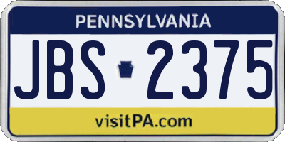 PA license plate JBS2375