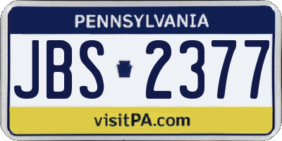 PA license plate JBS2377