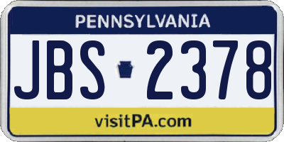 PA license plate JBS2378