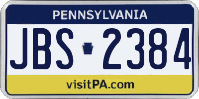 PA license plate JBS2384
