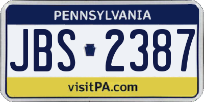 PA license plate JBS2387