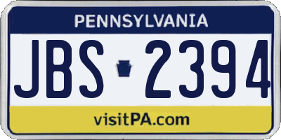 PA license plate JBS2394