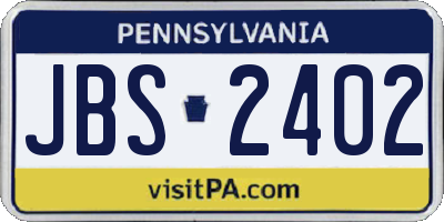 PA license plate JBS2402