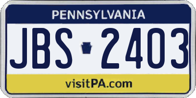 PA license plate JBS2403