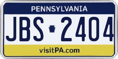PA license plate JBS2404