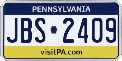 PA license plate JBS2409
