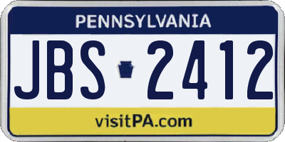 PA license plate JBS2412