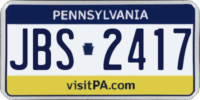 PA license plate JBS2417